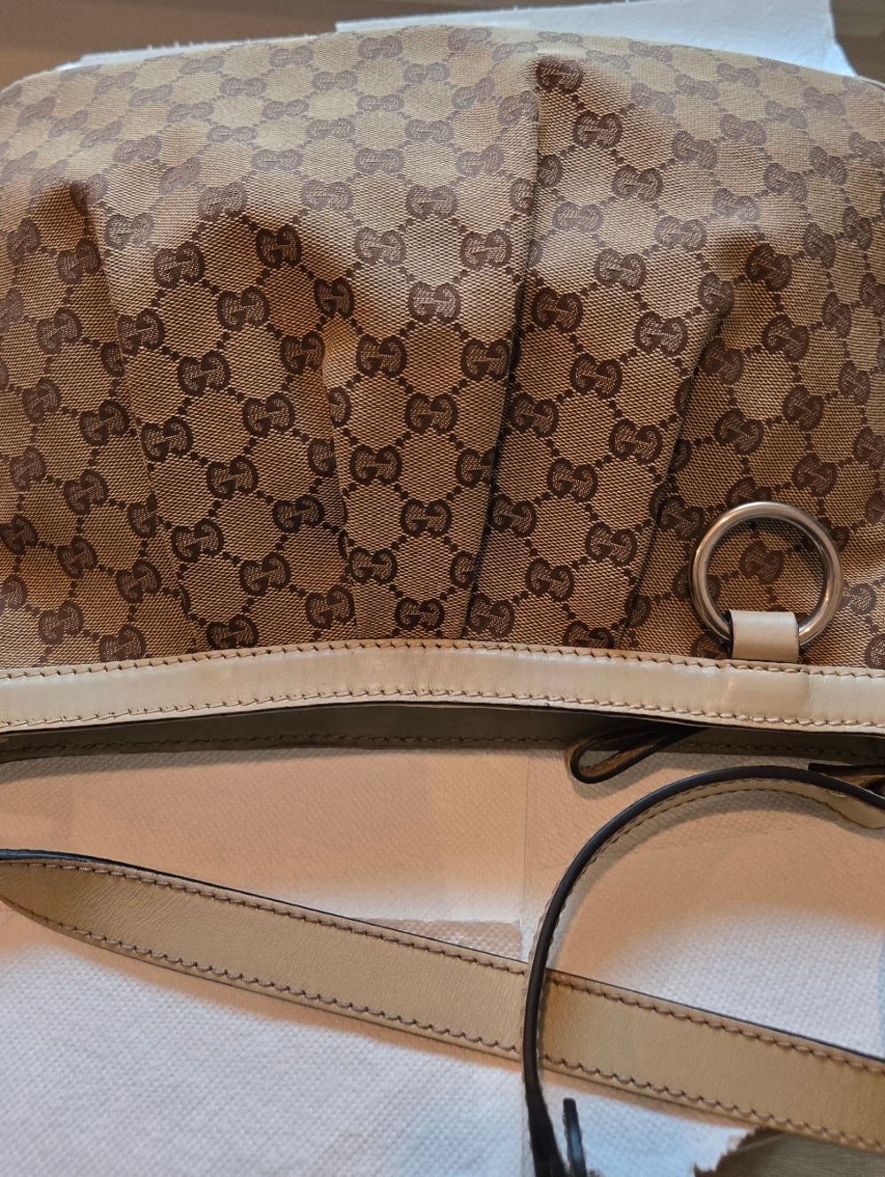 Gucci GG Canvas Sukey Shoulder Bag 296834 Beige Leather With Certificate Of AUTH - Picture 17 of 17